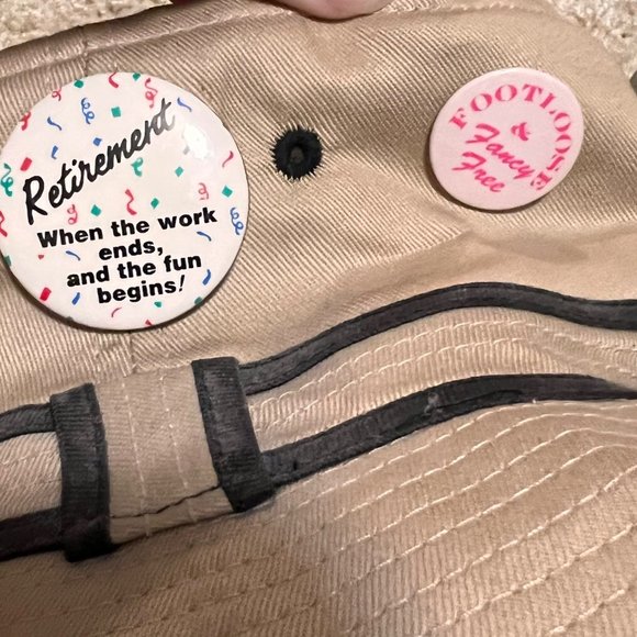 RETIRED but REHIRED Men's Novelty Hat with Buttons - Picture 6 of 7